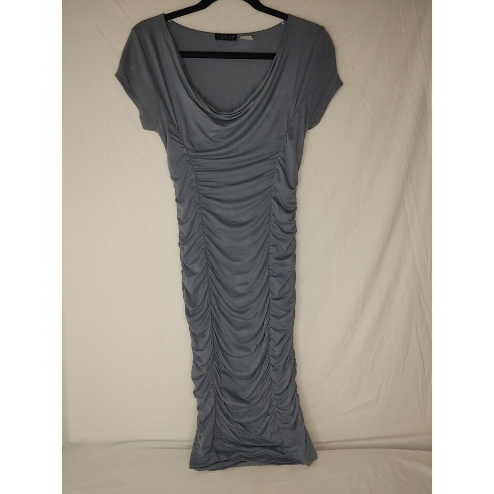 VENUE Grey Ruched Scoop Neck Dress, Sz XS Comfort Knee Length Dress - Picture 1 of 8